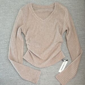 V-Neck Ribbed Skinny T-Shirt